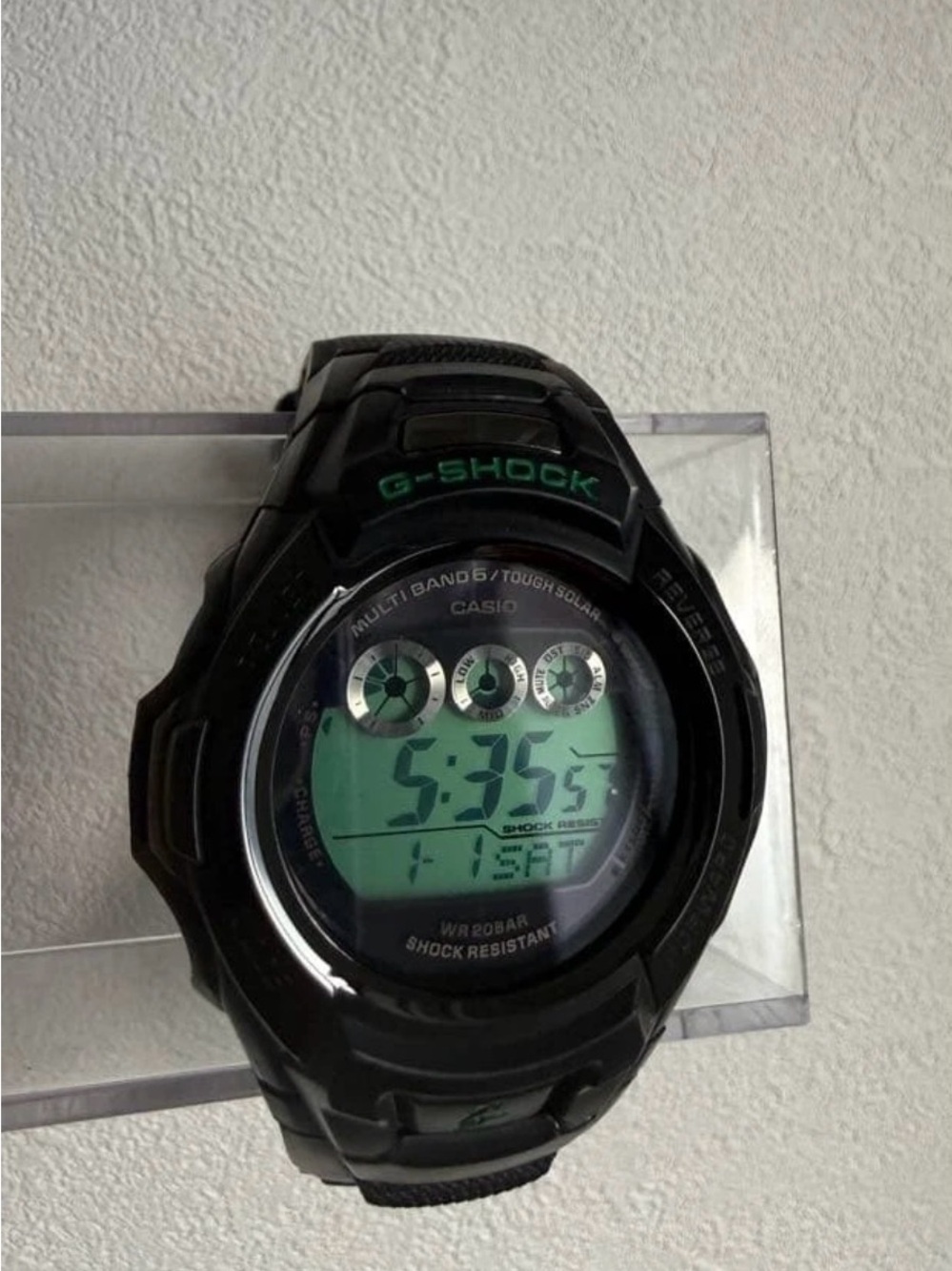 Casio G-SHOCK Digital Sports Watch in Black with Green Accents